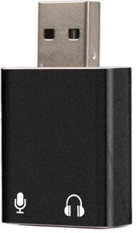 Mini Usb Geluidskaart Externe Adapter 3D Stereo Jack 3.5Mm Oortelefoon Micphone Voor Pc #265470 zwart