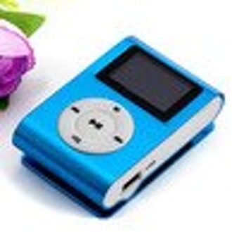 Mini Usb Metalen Clip MP3 Speler Lcd-scherm Ondersteuning 32Gb Micro Sd Tf Card Slot Digitale Mp3 Muziek speler blauw