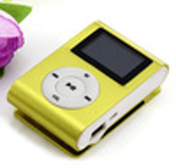 Mini Usb Metalen Clip MP3 Speler Lcd-scherm Ondersteuning 32Gb Micro Sd Tf Card Slot Digitale Mp3 Muziek speler geel