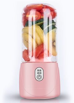Mini Usb Oplaadbare Draagbare Elektrische Juicer Fruit Groente Mixer Ijs Smoothie Maker Blender Machine Sap Cup Met Cover Roze