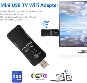 Mini Usb Wifi Dongle Adapter Wifi Adapter Delicate Textuur 802.11b/g/n 300Mbps Universele Draadloze Ontvanger