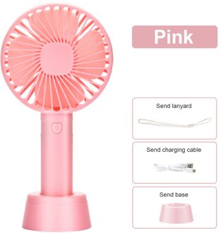 Mini Ventilator Handheld Usb Wind Power Ultra-Stille En Handige Draagbare Handheld Oplaadbare Leuke Kleine Koelventilator Verstelbare Roze