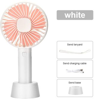 Mini Ventilator Handheld Usb Wind Power Ultra-Stille En Handige Draagbare Handheld Oplaadbare Leuke Kleine Koelventilator Verstelbare wit