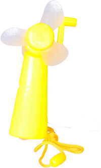 Mini ventilator/handventilator - 11 cm - met draaimechaniek - Geel - Verkoeling in zomer