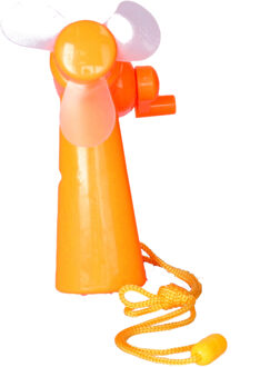 Mini ventilator/handventilator - 11 cm - met draaimechaniek - Oranje - Verkoeling in zomer