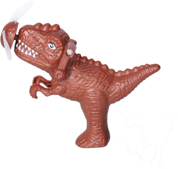 Mini ventilator/handventilator Dino - met draaimechaniek - Bruin - Verkoeling voor kinderen in zomer