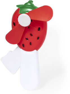 Mini ventilator/handventilator Manhattan - aardbei - 7 x 13 x 3 cm - verkoeling in zomer