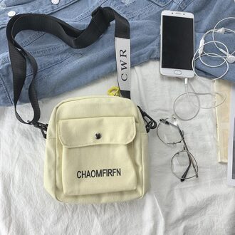 Mini Vrouwen Canvas Schoudertas Koreaanse Harajuku Mode Toevallige Kleine Crossbody Tassen Voor Vrouw Dames Flap Handtas Portemonnee beige
