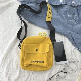 Mini Vrouwen Canvas Schoudertas Koreaanse Harajuku Mode Toevallige Kleine Crossbody Tassen Voor Vrouw Dames Flap Handtas Portemonnee geel
