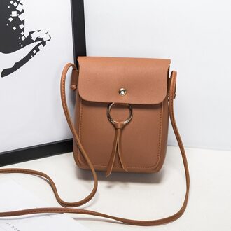 Mini Vrouwen Messenger Bags Pu Leer Vrouwen Schoudertas Kwastje Effen Koppelingen Keten Vrouwen Crossbody Tassen # Yy bruin