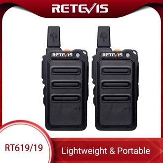Mini Walkie Talkie 2Pcs Retevis RT619 Pmr Radio PMR446 Ultradunne Romp 1-2Km Handige Twee-weg radio Frs RT19 Voor Wandelen/Camping PMR--RT619