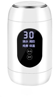 Mini Waterkoker Elektrische Thermos Fles Water Reizen Draagbare Gezondheid Stoofpot Beker Heater Boiler Potten Smart Mok Rvs Theepotten wit / EU adapter