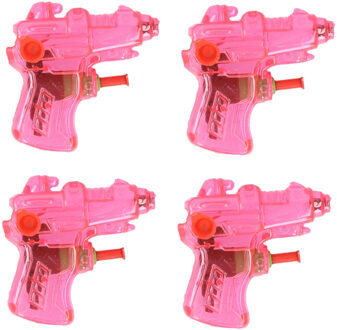 Mini waterpistool - 4x - roze - kunststof - 8 centimeter - zomer speelgoed - Waterpistolen