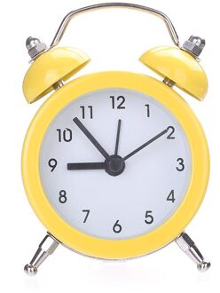 Mini wekker Elektronische Ronde Nummer Double Bell Desk Tafel Horloge Twin Bel Stille Legering Roestvrij Metaal Wekker # l5 $ geel