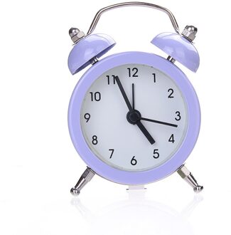 Mini wekker Elektronische Ronde Nummer Double Bell Desk Tafel Horloge Twin Bel Stille Legering Roestvrij Metaal Wekker # l5 $ paars