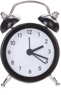 Mini wekker Elektronische Ronde Nummer Double Bell Desk Tafel Horloge Twin Bel Stille Legering Roestvrij Metaal Wekker # l5 $ zwart