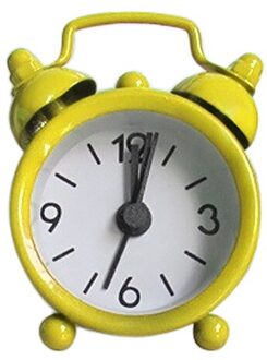 Mini Wekker Elektronische Ronde Nummer Dubbele Bel Tafel Digitale Quartz Klok Huisdecoratie Retro Draagbare Leuke Duurzaam geel