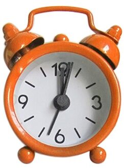 Mini Wekker Elektronische Ronde Nummer Dubbele Bel Tafel Digitale Quartz Klok Huisdecoratie Retro Draagbare Leuke Duurzaam Oranje