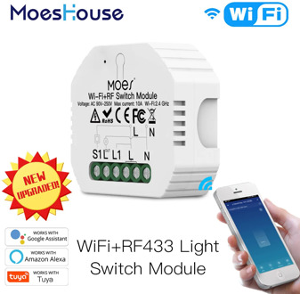 MiNi Wifi Smart Light Switch Diy Breaker Module Smart Life/Tuya APP Remote Control,Works with Alexa Echo Google Home 1 2 Way