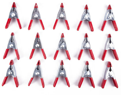 Mini zeilklem/zeilclip - 15x - 5 cm - kunststof/staal - Dekzeil klemmen - Camping/outdoor klemmen