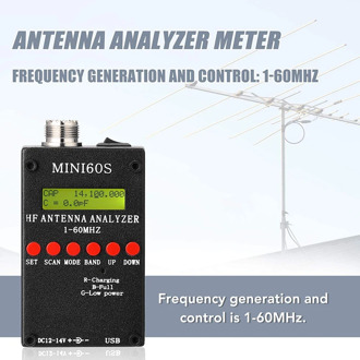 Mini60S 1-60MHz HF ANT SWR Antenna Analyzer Meter with BT Android APP PC Software for Ham Radio Hobbists