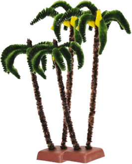 Miniatuur beeldjes palmboom - 2x stuks - 22 cm - kunststof