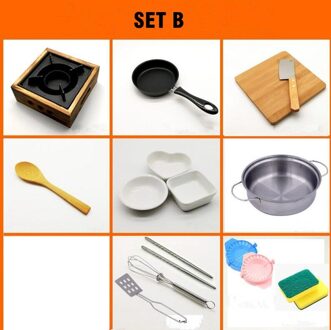 Miniatuur Koken Sets Mini Keuken Cookware Pot Pan Real Koken Voedsel Play Set Kleine Keukengerei reeks B