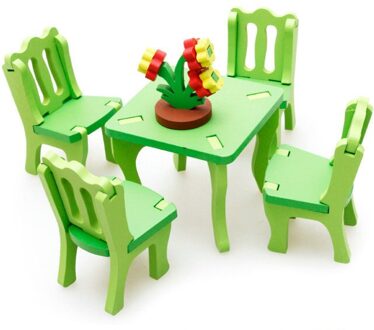 Miniatuur Poppenhuis Meubels 3D Montage Meubels Kinderen Speelgoed Pop Meubels Miniaturas Stoel Woonkamer Tafel Accessoires