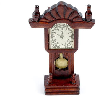 Miniatuur Tuin Decoratie Accessoires Woonkamer Collectie Hout Mahonie Kleur Klok Voor 1:12 Poppenhuis Accessoires