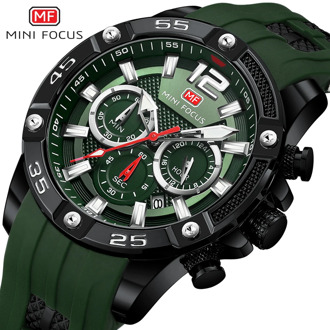 MINIFOCUS Men Sport Watch Chronograph Silicone Straps Quartz Army Military Men's Date Watches Male Clock Hour Relogio Masculino