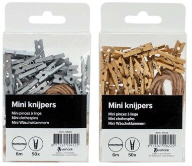Miniknijpers 2,5 Cm Hout Zilver 50 Stuks