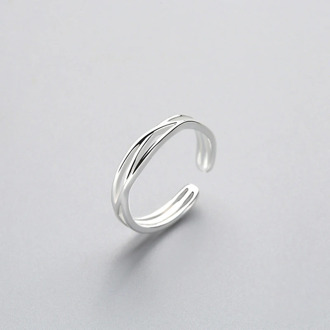 Minimalist Geometric Twist Line Adjustable Ring Authentic 925 Sterling Silver Fine Jewelry For Women Accessories Gift