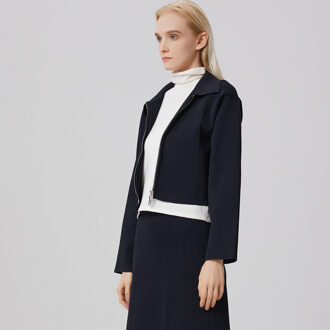 Minimalistisch cropped jack met ritssluiting aan de voorkant - maat Zwart