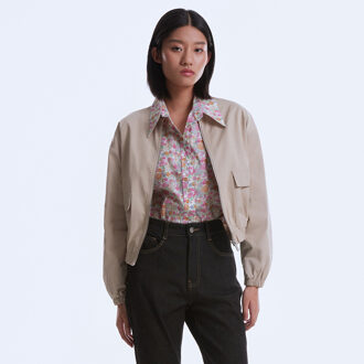 Minimalistisch kort bomberjack Beige - M