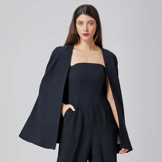 Minimalistische avondcape - maat S Zwart