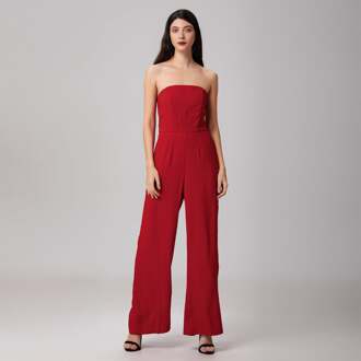 Minimalistische bustier jumpsuit Rood
