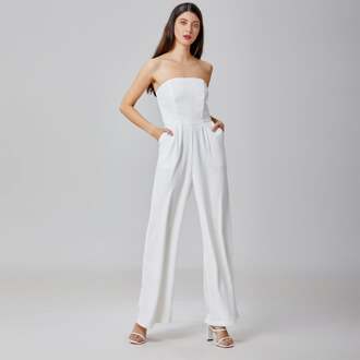 Minimalistische bustier jumpsuit Wit