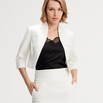 Minimalistische cropjackeet - maat XL Wit