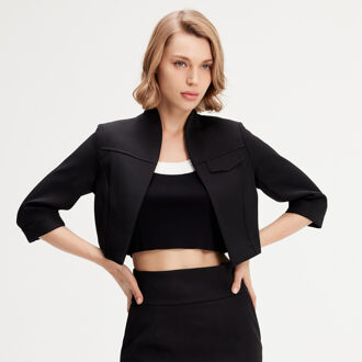 Minimalistische cropped jack Zwart - M