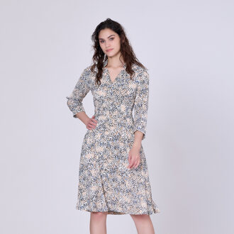 Minimalistische gedrukte theesjurk en 3/4 mouwen Beige - XS