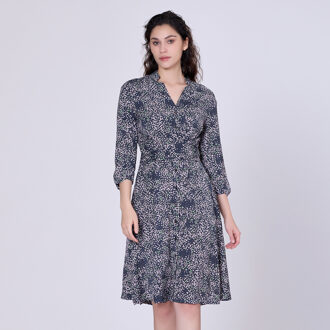 Minimalistische gedrukte theesjurk en 3/4 mouwen Zwart - XL