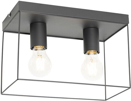 Minimalistische plafondlamp zwart 2-lichts - Kodi