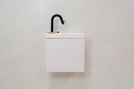 Minimo toiletmeubel 40cm mat wit met mat witte fontein met kraangat