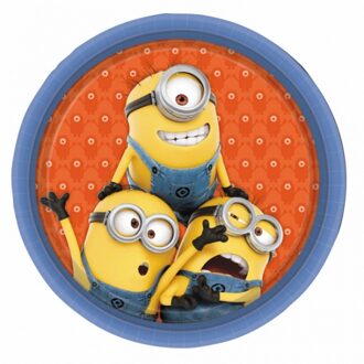 Minions 8x Minions kartonnen bordjes 23 cm - Feestbordjes Multikleur