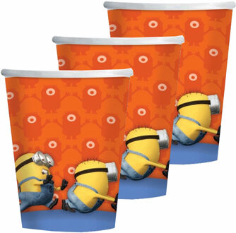 Minions bekertjes - 32x - karton - 266 ml - Kinderfeest - Themafeestje - Papieren bekers