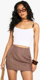 Minirok Met Linnenlook, Chocolate - 38