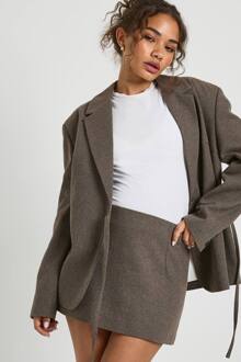 Minirok Met Wollen Uitstraling, Taupe - 36