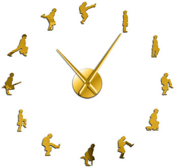 Ministerie Van Domme Wandelingen Moderne Wandklok Britse Comedy Handgemaakte Pop Cultuur Muur Art Sticker Frameloze Grote Klok Muur Horloge goud / 37 duim