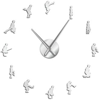 Ministerie Van Domme Wandelingen Moderne Wandklok Britse Comedy Handgemaakte Pop Cultuur Muur Art Sticker Frameloze Grote Klok Muur Horloge zilver / 47 duim