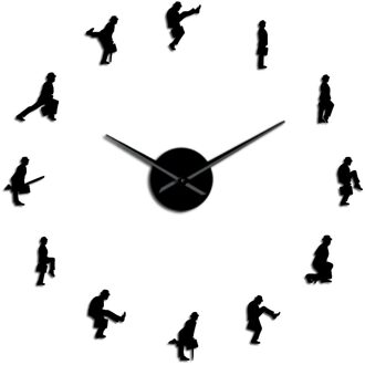 Ministerie Van Domme Wandelingen Moderne Wandklok Britse Comedy Handgemaakte Pop Cultuur Muur Art Sticker Frameloze Grote Klok Muur Horloge zwart / 47 duim